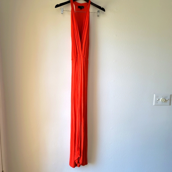 Nell Couture Maxi Dress Deep V Neck Thin S Flowy Salmon Small NWOT - Picture 1 of 3